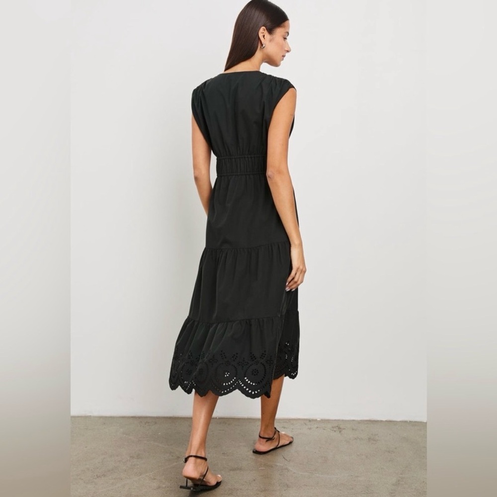 NWT $268 Rails Lucia Eyelet Midi Dress Size XS Black Eco - Picture 3 of 16
